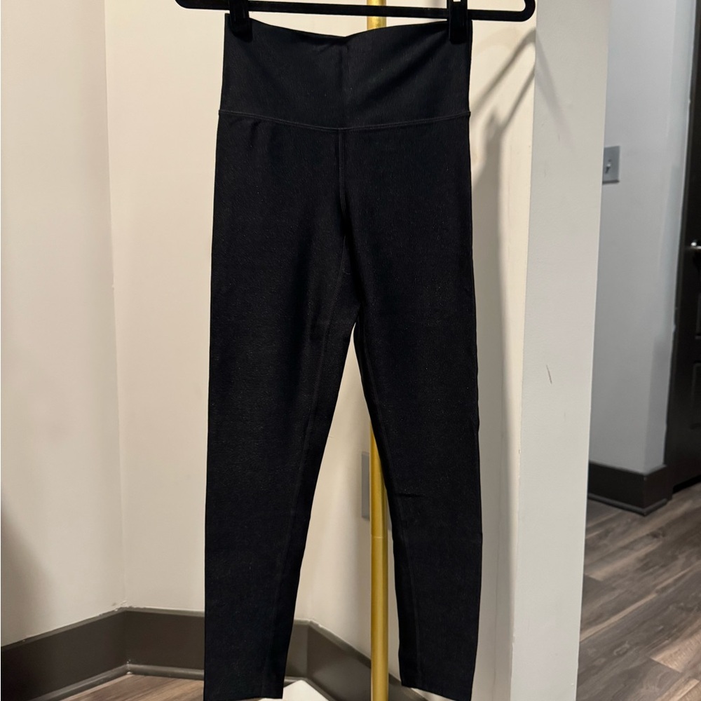 Aerie Ribbed Shiny Black Leggings
